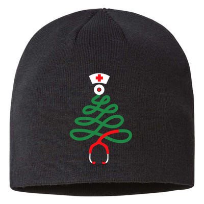 Stethoscope Christmas Tree Nursing Funny Nurse Rn Lpn Squad Sustainable Beanie