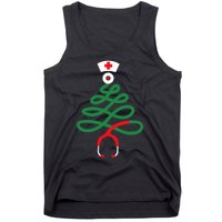 Stethoscope Christmas Tree Nursing Funny Nurse Rn Lpn Squad Tank Top