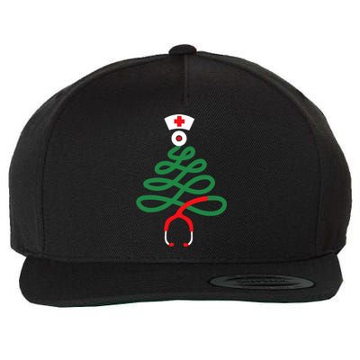 Stethoscope Christmas Tree Nursing Funny Nurse Rn Lpn Squad Wool Snapback Cap