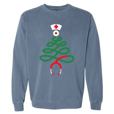 Stethoscope Christmas Tree Nursing Funny Nurse Rn Lpn Squad Garment-Dyed Sweatshirt