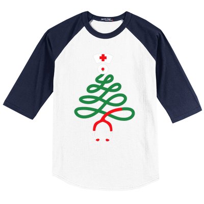 Stethoscope Christmas Tree Nursing Funny Nurse Rn Lpn Squad Baseball Sleeve Shirt