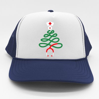 Stethoscope Christmas Tree Nursing Funny Nurse Rn Lpn Squad Trucker Hat