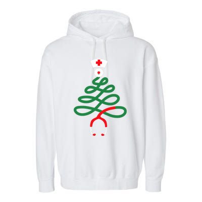 Stethoscope Christmas Tree Nursing Funny Nurse Rn Lpn Squad Garment-Dyed Fleece Hoodie