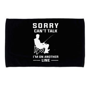 Sorry Can't Talk I'm On Another Line Funny Fishing Microfiber Hand Towel