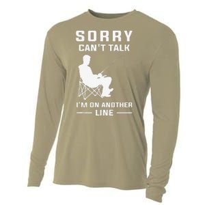 Sorry Can't Talk I'm On Another Line Funny Fishing Cooling Performance Long Sleeve Crew