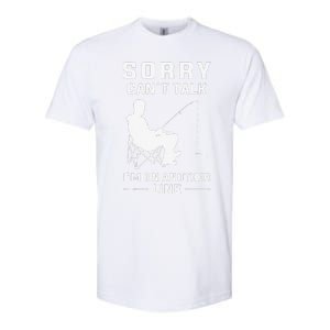 Sorry Can't Talk I'm On Another Line Funny Fishing Softstyle CVC T-Shirt