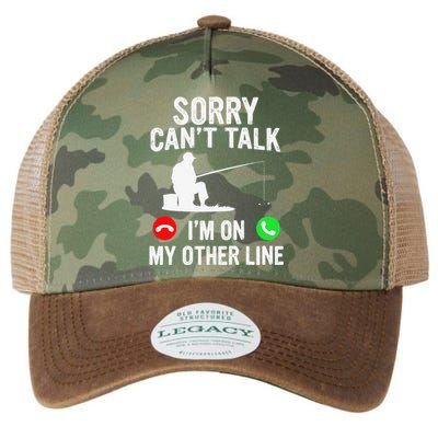 Sorry Can't Talk I'm On My Other Line Vintage Fishing Legacy Tie Dye Trucker Hat