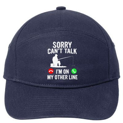 Sorry Can't Talk I'm On My Other Line Vintage Fishing 7-Panel Snapback Hat