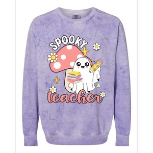 Spooky Cute Teacher Halloween Ghost Cute Gift Colorblast Crewneck Sweatshirt