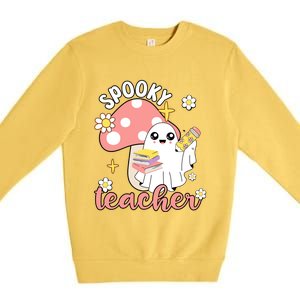 Spooky Cute Teacher Halloween Ghost Cute Gift Premium Crewneck Sweatshirt