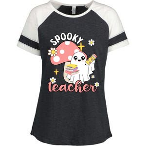 Spooky Cute Teacher Halloween Ghost Cute Gift Enza Ladies Jersey Colorblock Tee