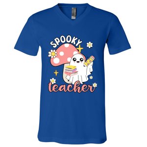 Spooky Cute Teacher Halloween Ghost Cute Gift V-Neck T-Shirt