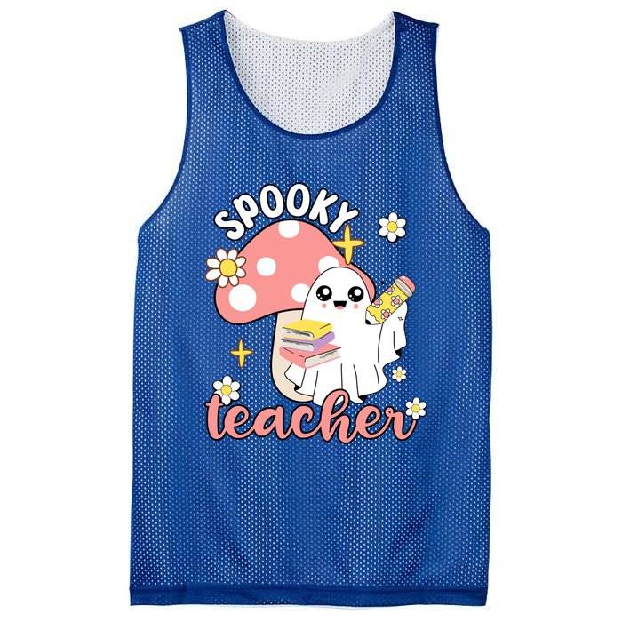 Spooky Cute Teacher Halloween Ghost Cute Gift Mesh Reversible Basketball Jersey Tank