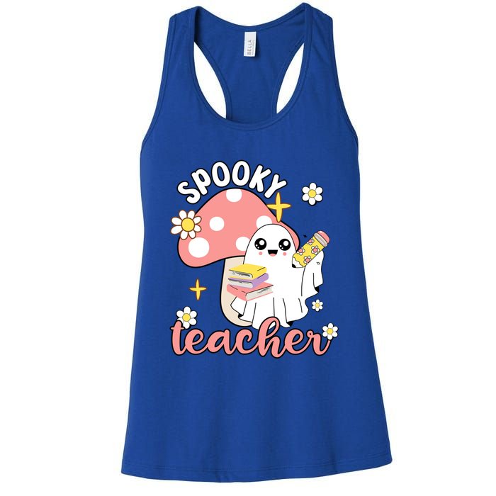 Spooky Cute Teacher Halloween Ghost Cute Gift Women's Racerback Tank