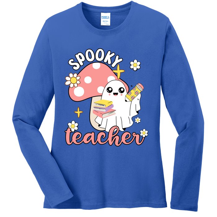 Spooky Cute Teacher Halloween Ghost Cute Gift Ladies Long Sleeve Shirt