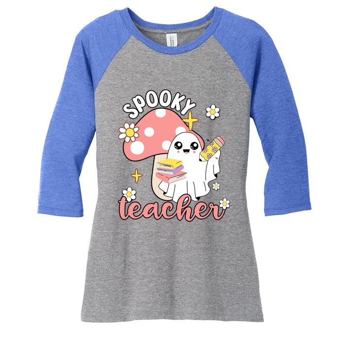 Spooky Cute Teacher Halloween Ghost Cute Gift Women's Tri-Blend 3/4-Sleeve Raglan Shirt