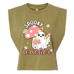 Spooky Cute Teacher Halloween Ghost Cute Gift Garment-Dyed Women's Muscle Tee