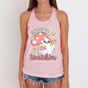 Spooky Cute Teacher Halloween Ghost Cute Gift Women's Knotted Racerback Tank