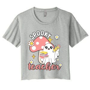 Spooky Cute Teacher Halloween Ghost Cute Gift Women's Crop Top Tee