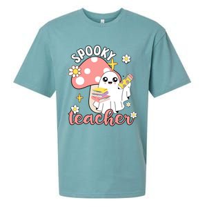 Spooky Cute Teacher Halloween Ghost Cute Gift Sueded Cloud Jersey T-Shirt