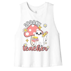 Spooky Cute Teacher Halloween Ghost Cute Gift Women's Racerback Cropped Tank