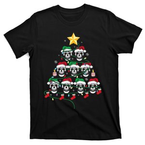 Skull Christmas Tree Pajama Cool Skeleton Santa Hat XMas T-Shirt