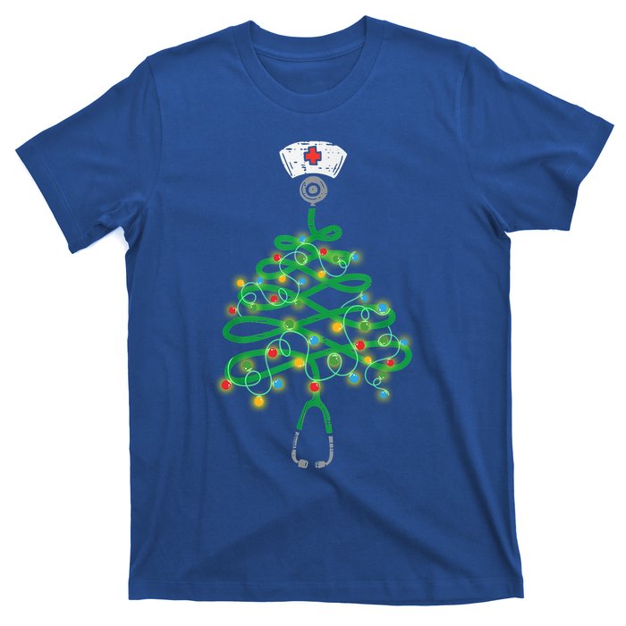 Stethoscope Christmas Tree Nurse Santas Favorite Nurse Elf Meaningful Gift T-Shirt