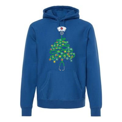 Stethoscope Christmas Tree Nurse Santas Favorite Nurse Elf Meaningful Gift Premium Hoodie