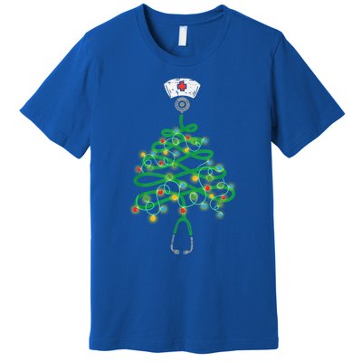 Stethoscope Christmas Tree Nurse Santas Favorite Nurse Elf Meaningful Gift Premium T-Shirt