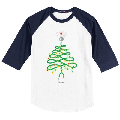 Stethoscope Christmas Tree Nurse Santas Favorite Nurse Elf Meaningful Gift Baseball Sleeve Shirt