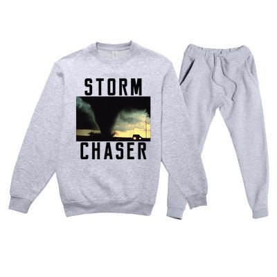 Storm Chaser Tornado Picture Weather Meteorologist Premium Crewneck Sweatsuit Set