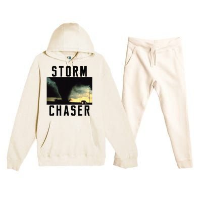 Storm Chaser Tornado Picture Weather Meteorologist Premium Hooded Sweatsuit Set