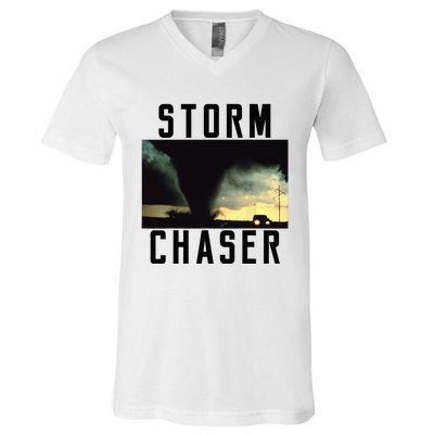 Storm Chaser Tornado Picture Weather Meteorologist V-Neck T-Shirt