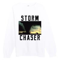 Storm Chaser Tornado Picture Weather Meteorologist Premium Crewneck Sweatshirt