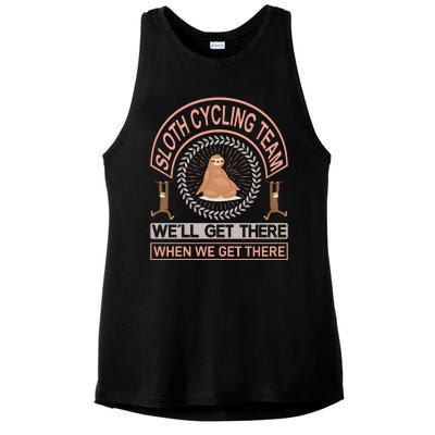 Sloth Cycling Team We'll Get There When We Get There Ladies PosiCharge Tri-Blend Wicking Tank