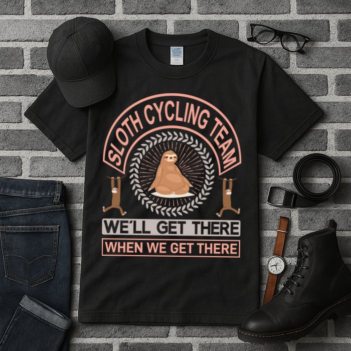 Sloth Cycling Team We'll Get There When We Get There Tall T-Shirt