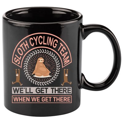 Sloth Cycling Team We'll Get There When We Get There 11oz C Handle Ceramic Mug