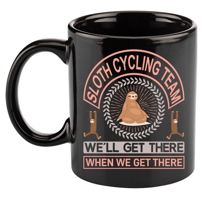 Sloth Cycling Team We'll Get There When We Get There 11oz C Handle Ceramic Mug