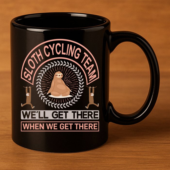 Sloth Cycling Team We'll Get There When We Get There 11oz C Handle Ceramic Mug