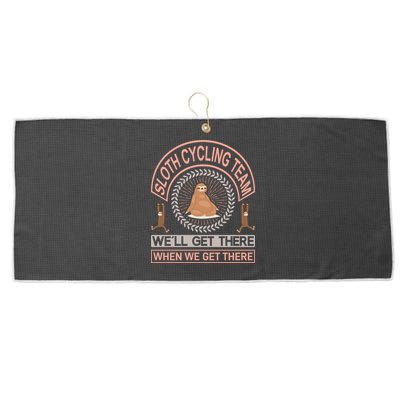 Sloth Cycling Team We'll Get There When We Get There Large Microfiber Waffle Golf Towel