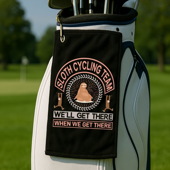 Sloth Cycling Team We'll Get There When We Get There Golf Towel