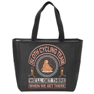 Sloth Cycling Team We'll Get There When We Get There Zip Tote Bag