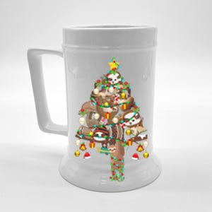 Sloth Christmas Tree Lights Xmas Lover Merry Slothmas Pajama Gift Beer Stein