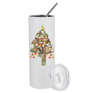 Sloth Christmas Tree Lights Xmas Lover Merry Slothmas Pajama Gift Stainless Steel Tumbler