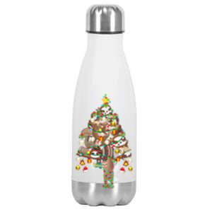 Sloth Christmas Tree Lights Xmas Lover Merry Slothmas Pajama Gift Stainless Steel Insulated Water Bottle