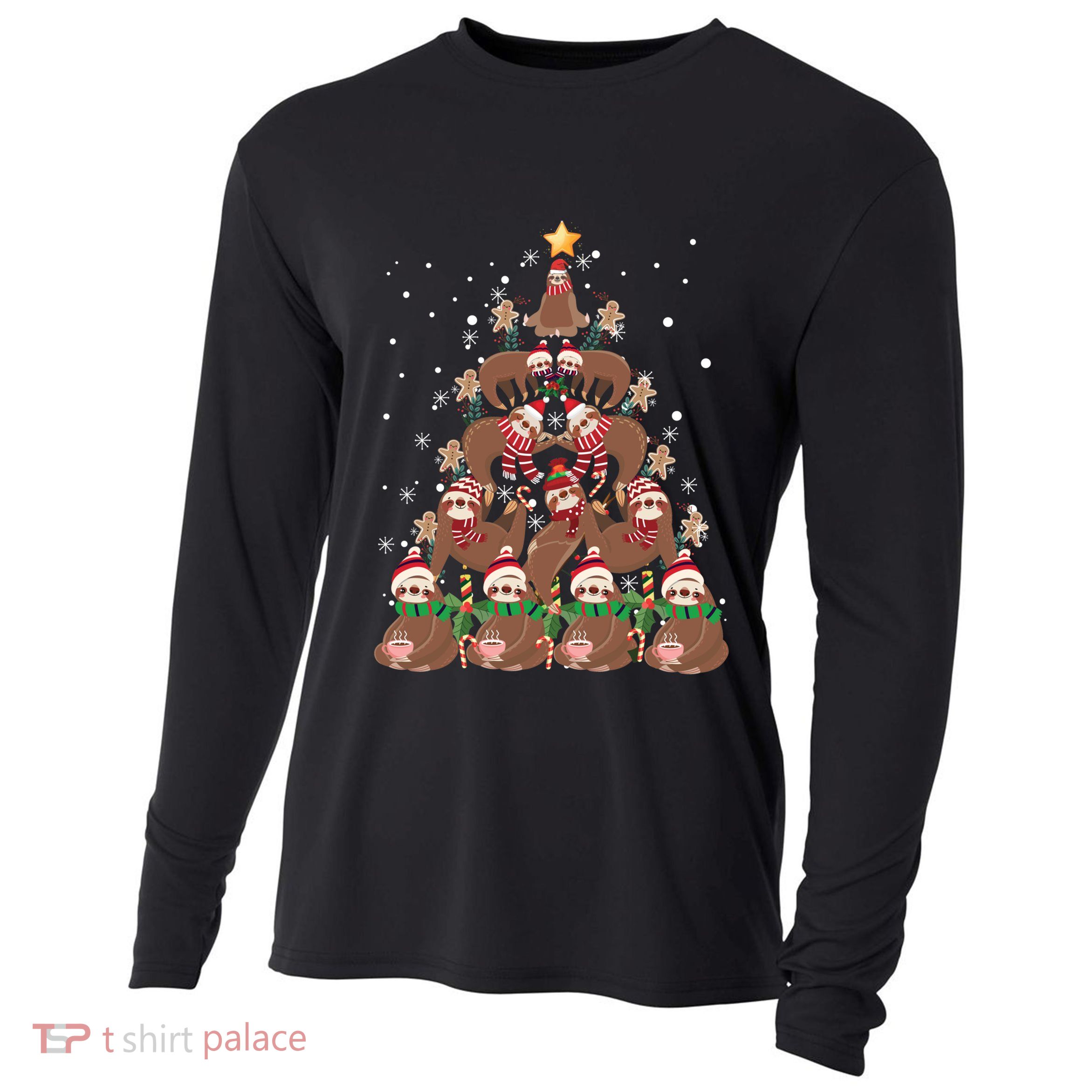 Sloth Christmas Tree Merry Slothmas Xmas Sloth Cool Gift Cooling Performance Long Sleeve Crew