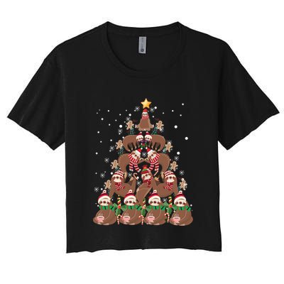 Sloth Christmas Tree Merry Slothmas Xmas Sloth Cool Gift Crop Top