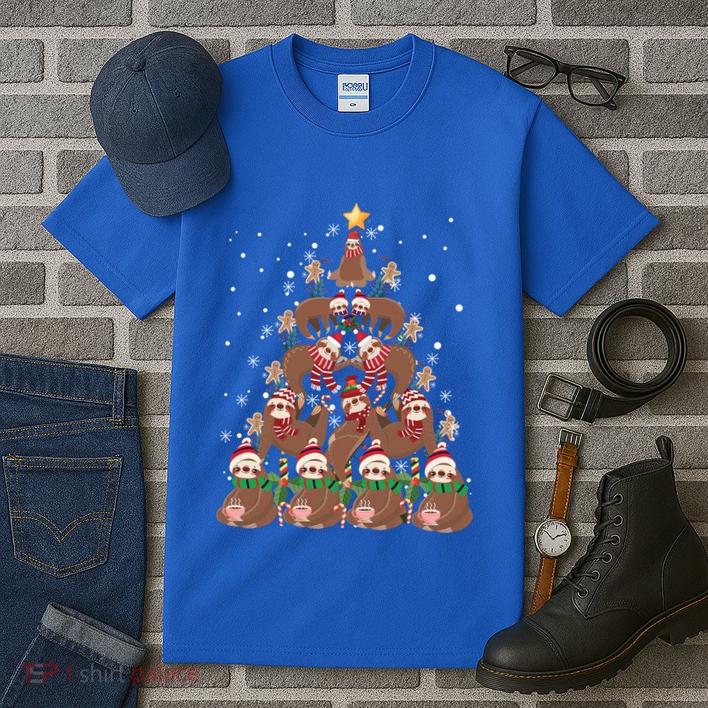 Sloth Christmas Tree Merry Slothmas Xmas Sloth Cool Gift Tall T-Shirt