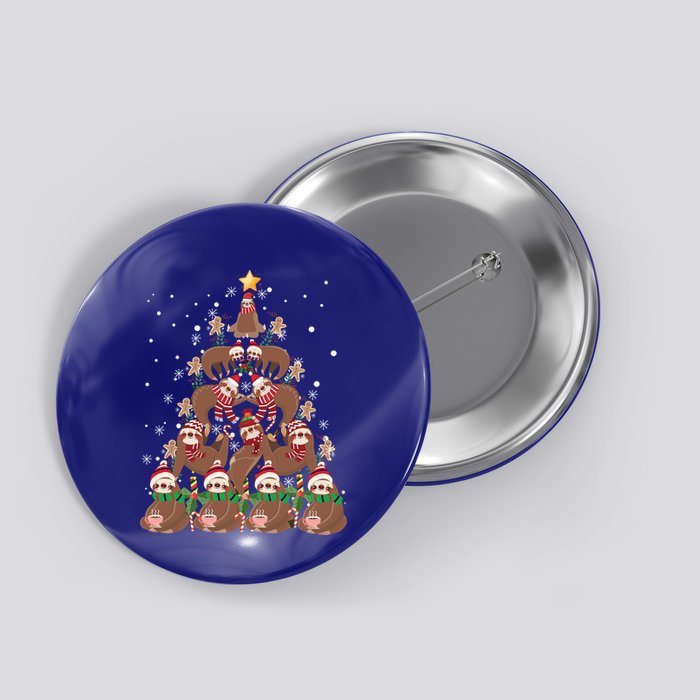 Sloth Christmas Tree Merry Slothmas Xmas Sloth Cool Gift Button