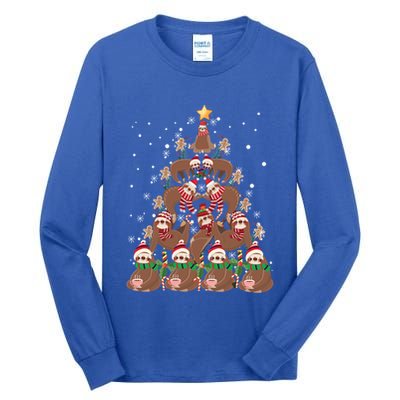 Sloth Christmas Tree Merry Slothmas Xmas Sloth Cool Gift Tall Long Sleeve T-Shirt
